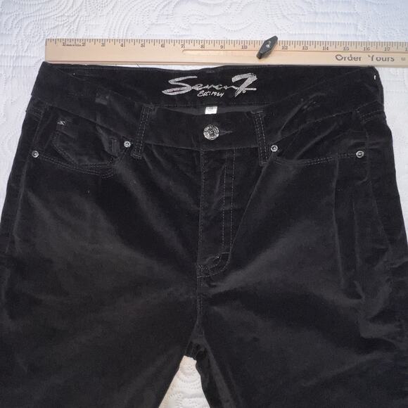 Seven7 Pants Womens Size 14 Black Velvet Tummyless High Rise Skinny Stretch - Picture 8 of 16